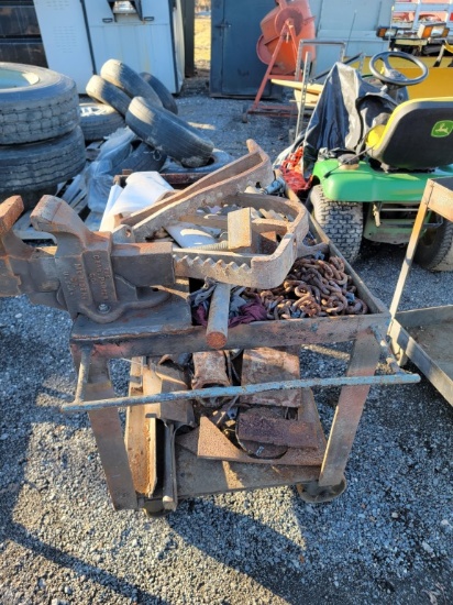 rolling cart with contents