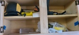 Cabinet contents, caulking guns, buffing tools,