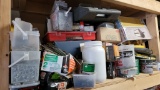 Shelf lot - assorted nails, nuts and bolts