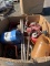 Misc lot of fuel cans, chain hooks and strapping