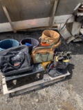 Asst lot of tool boxes and canvas tool bags