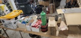 Contents of work bench fittings, tile cutter,