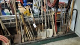 Lot - assorted hand tools with rack