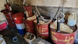 (5) oil barrels with hand pumps