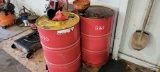 (3) oil drums with pump