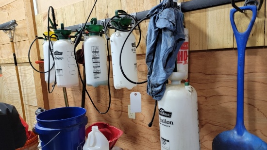 Lot - Sprayers and assorted chemicals