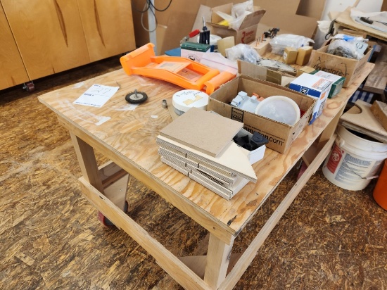 Rolling work table with contents