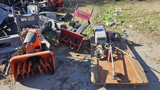 (2) Snow Blowers, mower lift and misc hand tools