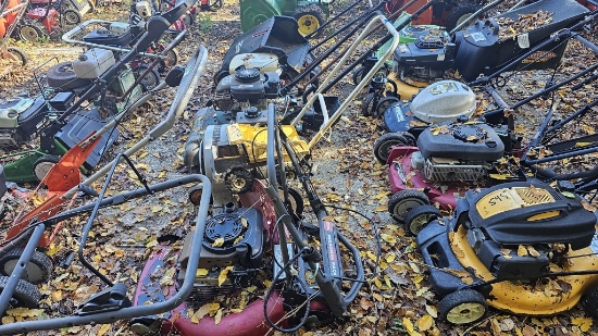 (4) Push Mowers (1) Blower
