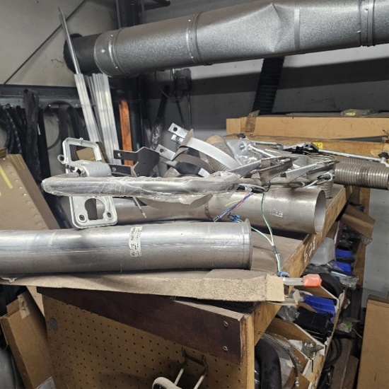 Lot - exhaust parts, truck trim pieces, air cans