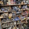 Large wall bin with assorted truck parts, lights