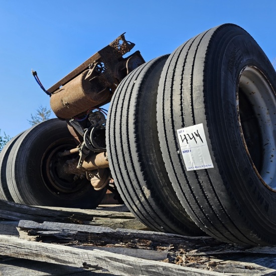 Assorted steel and axle on trailer