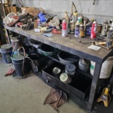 Steel workbench with contents