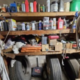 Lot - assorted chemicals, tires, etc