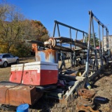 Lot - two deck car trailer and assorted scrap
