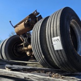 Assorted steel and axle on trailer