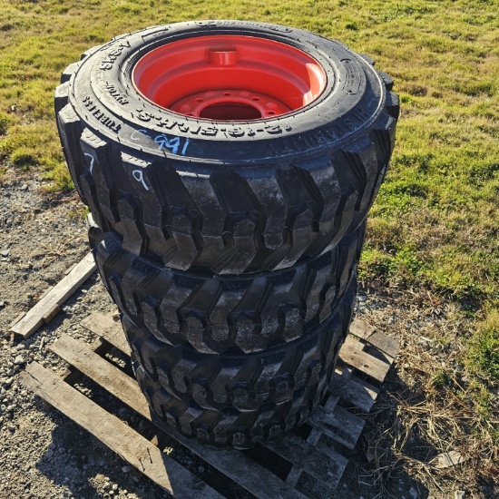 (4) forerunner 12-16.5 skidsteer tires with rims
