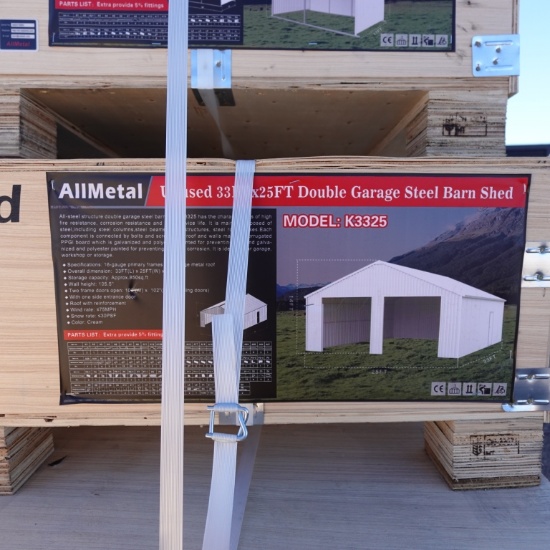 New Allmetal 33ft X 25ft Steel Double Garage Barn