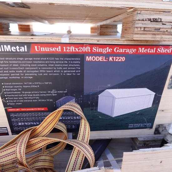 New Allmetal 12ft X 20ft Single Garage Metal Shed