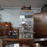 Display Case With Misc Scale Model Motorcycles