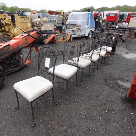 (6) Wrought Iron Patio Chairs With Lyre Design