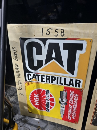 2 Retro Vintage Cat And NGK Spark Plugs Signs