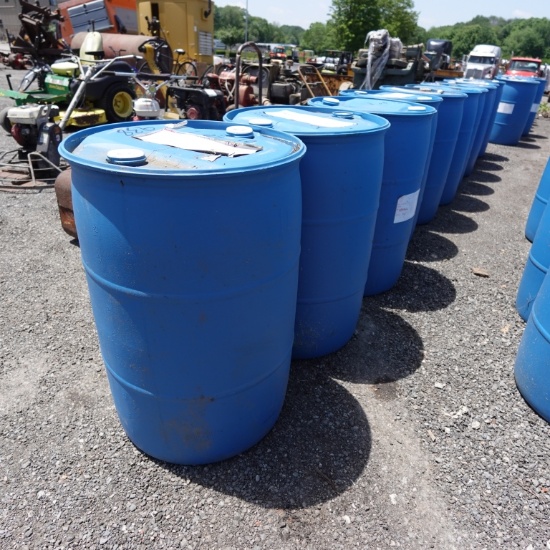 Lot of (10) 55 Gallon Plastic Barrels