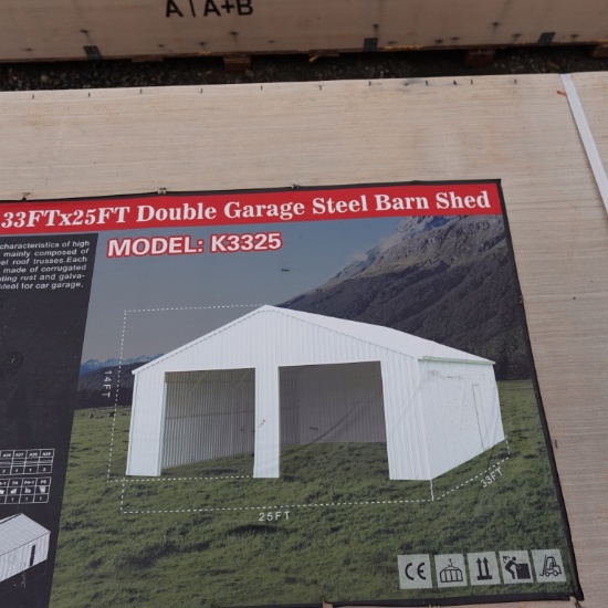 New 33ft x 25ft Double Garage Steel Barn Shed
