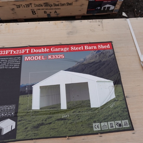 New 33ft x 25ft Double Garage Steel Barn Shed