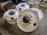 Set of Four (4) White Painted Steel Truck Wheels
