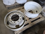 Set of Two (2) White Painted Steel Truck Wheels