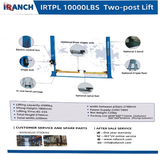 New Iranch IRTPL 10000lbs Two-post Lift