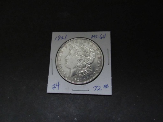 1921 MORGAN  GEM BU++++ $72.50