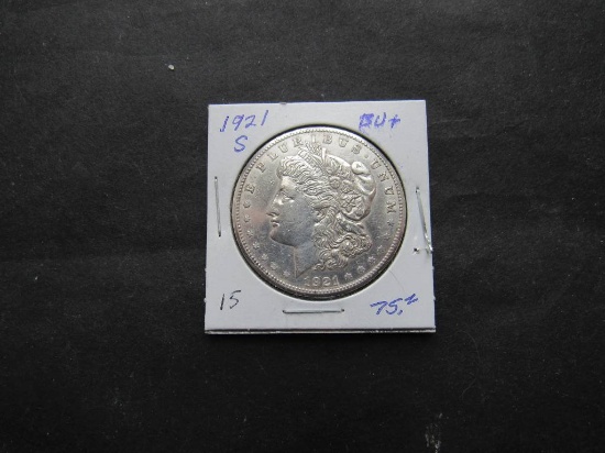 1921 S MORGAN DOLLAR GEM BU+ $75