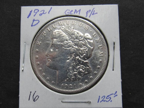 1921 D MORGAN DOLLAR GEM BU++++P/L $125