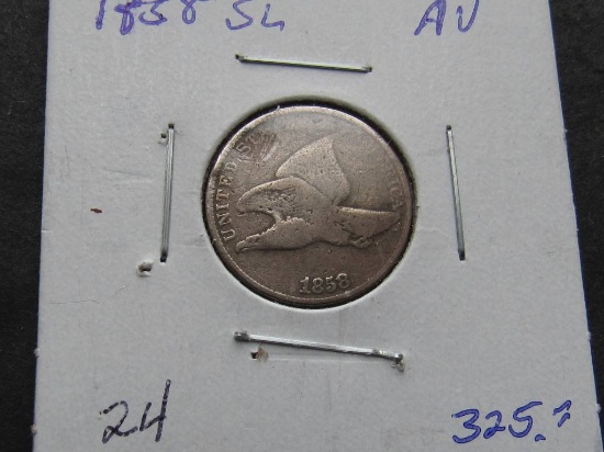 1858 FLYING EAGLE CENT AU $325