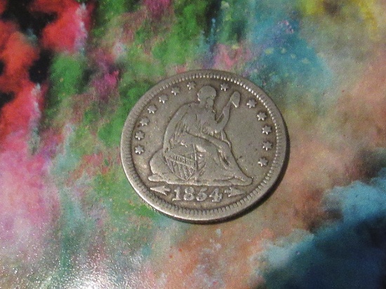 1854 LIBERTY SEATED QUARTER Est: 75.00