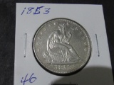 1853 LIBERTY SEATED HALF DOLLAR BU++++