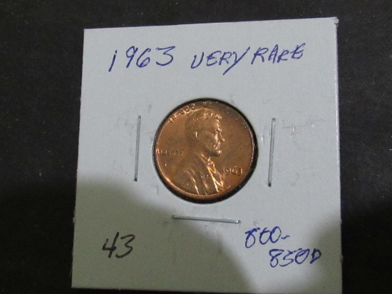 1963 LINCOLN CENT BU+++++ (RARE)