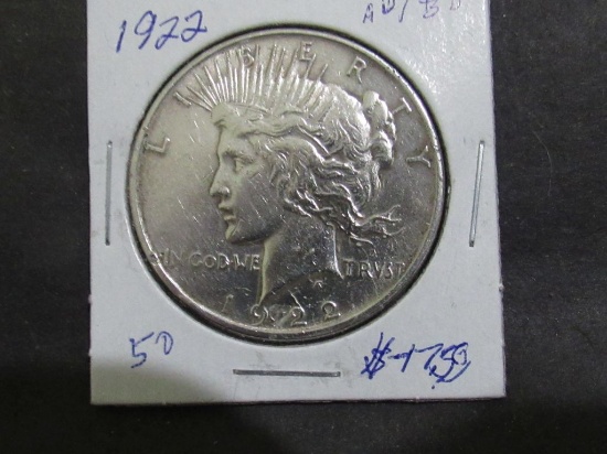 1922 PEACE DOLLAR AU/BU