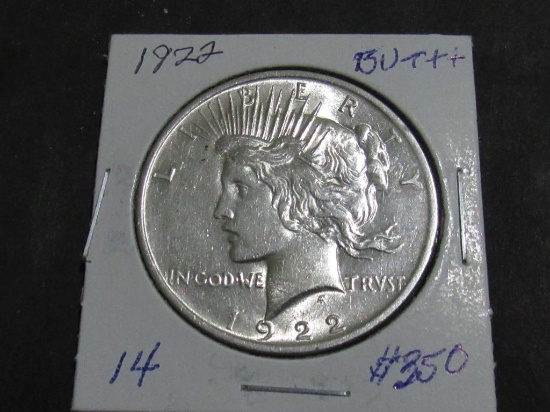 1922 PEACE DOLLAR BU++