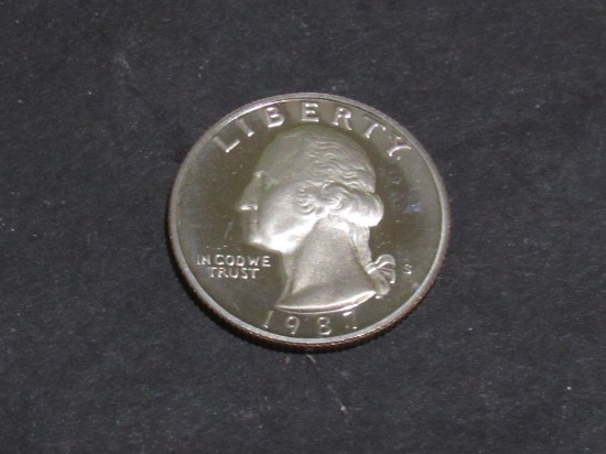 1987 S WASHINGTON QUARTER PR DCAM Est: 15-20