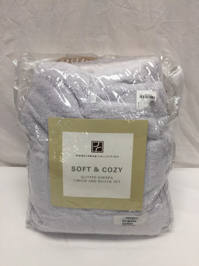 Concierge Collection Soft & Cozy Glitter Sherpa Throw & Bootie Set