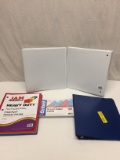 Box Lot of 3 Ring Binders, Two Pocket Folders, & Ruled Index Cards