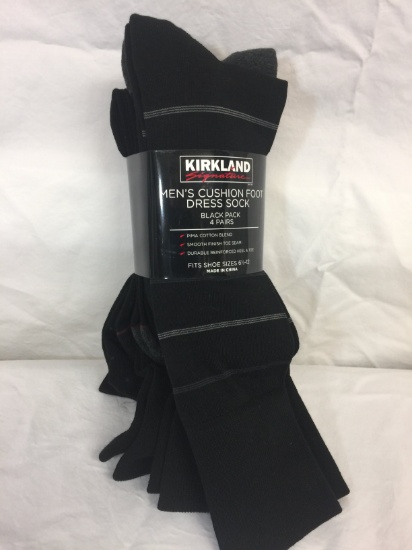 Kirkland Signature Men's Cushioned Foot Dress Socks (4 Pack)(Black Pack)
