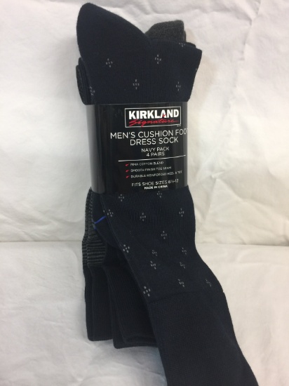 Kirkland Signature Men's Cushioned Foot Dress Socks (4 Pack)(Navy Pack)