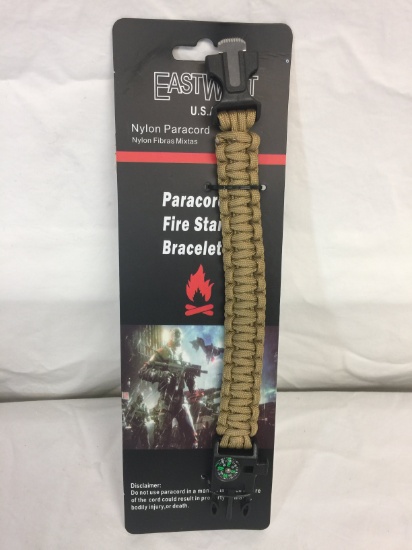EastWest Nylon Parcord Fire Starter Bracelet with Compass, Whistle, ETC