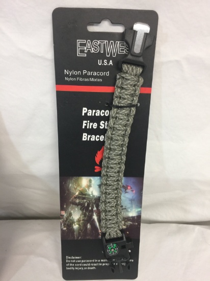 EastWest Nylon Parcord Fire Starter Bracelet with Compass, Whistle, ETC