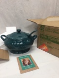 Pioneer Woman Farmhouse Lace Tureen Set/Teal/Stone with Ladle