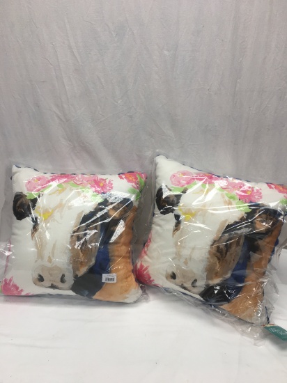 Pair of The Pioneer Woman Decorative Pillows (18", Flower Cows)